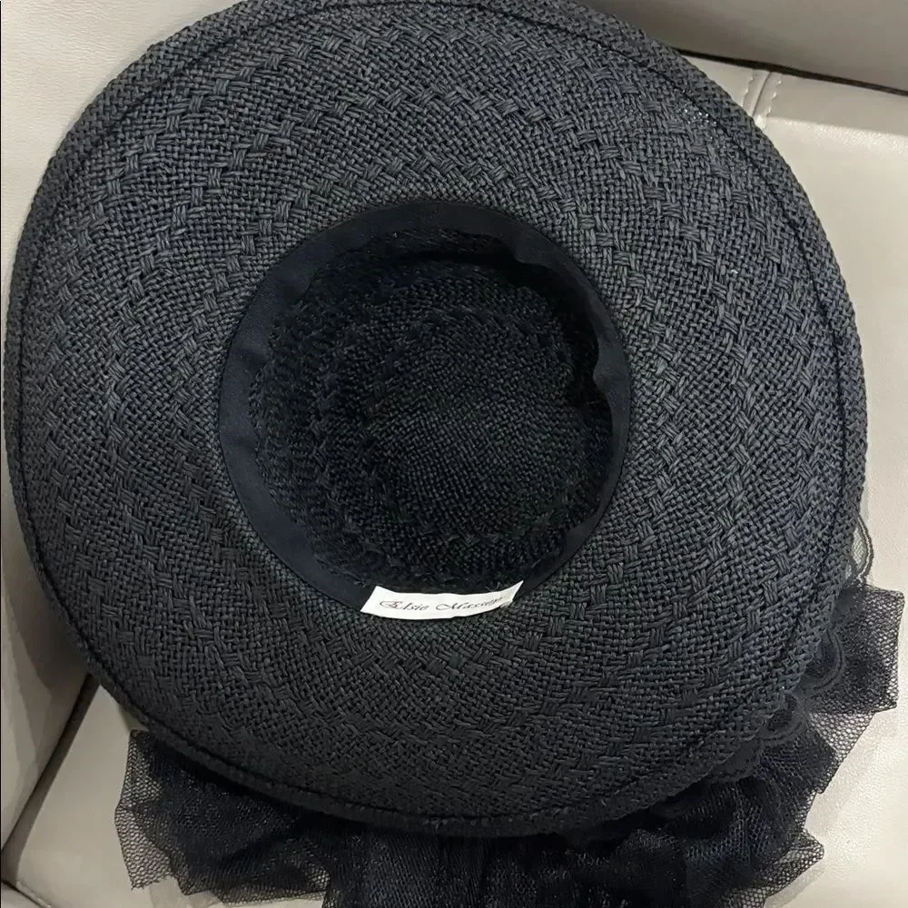 Ladies Black Victorian Touring Hat w/Black Roses